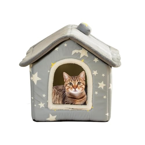 HunicandIU Katzenbetthöhle, Katzenbetthaus, Kätzchen-Würfelhäuser für Hauskatzen, 40x35cm/15,75x13,78 Zoll überdachte Katzenbetten, wasserdichtes Winterhaus für Haustiere zum Ausruhen und Schlafen HunicandIU Katzenbetthöhle, Katzenbetthaus, Kätzchen-Würfelhäuser für Hauskatzen, 40x35cm/15,75x13,78 Zoll überdachte Katzenbetten, wasserdichtes Winterhaus für Haustiere zum Ausruhen und Schlafen von HunicandIU