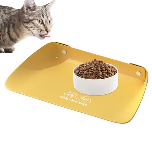 HunicandIU Katzenfuttermatte | Katzen Fütterplatzmatte - wasserdichte & Ölresistente Futterschutzmatte Für Haustiere Innen und Außen Mit Trinknapfbereich von HunicandIU