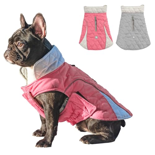 Huntboo Hundemantel, Hundemantel für Kleine Hunde, Hundemantel Winter, Hundemantel Wasserdicht, Winddicht und mit Reflektierenden Streifen, Bleiben Sie Warm und Sichtbar (Rosa,M) von Huntboo