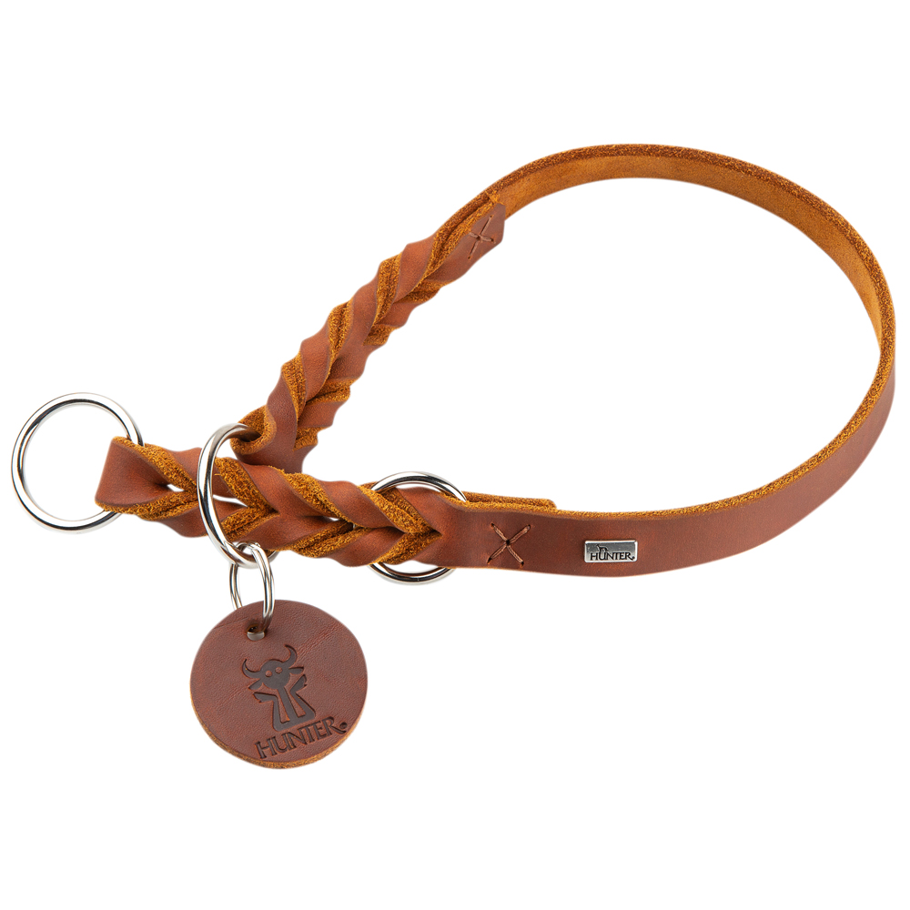 HUNTER Dressur-Halsband Solid Education cognac, Gr. M, Breite: ca. 18 mm, Halsumfang: ca. 40 - 45 cm von Hunter