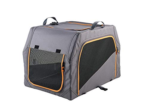HUNTER Hundetransportbox mit Aluminium-Gestell, Autobox, zusammenklappbar, 91 x 61 x 58 cm, anthrazit/orange von HUNTER