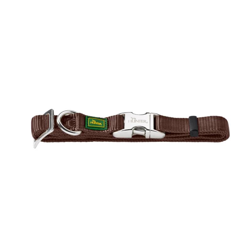 HUNTER Halsband Vario Basic Alu-Strong, braun - Größe M: 30 - 45 cm Halsumfang, 15 mm breit von Hunter
