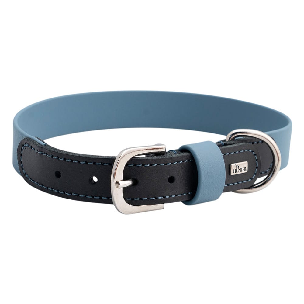 HUNTER Hunde-Halsband Wolmar rauchblau/schwarz, Gr. 45, Breite: ca. 1,9 cm, Halsweite: ca. 33 - 39 cm von Hunter