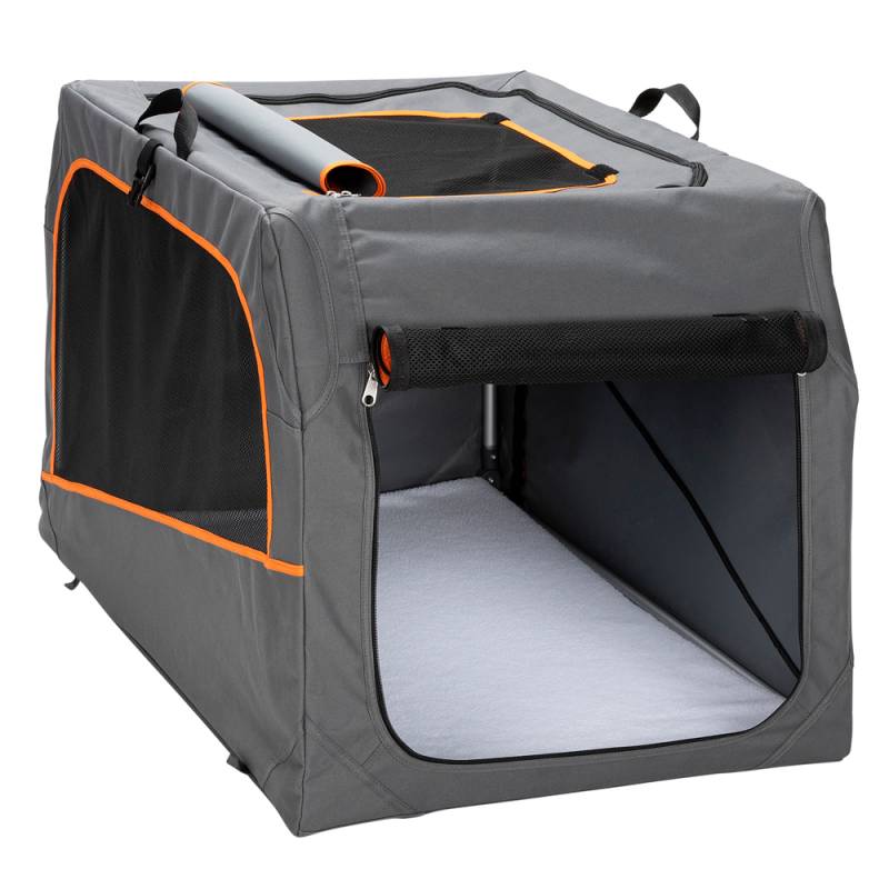 HUNTER Hunde-Transportbox Alu faltbar grau-orange, Gr. M, Maße: ca. 76 x 50,5 x 48 cm von Hunter