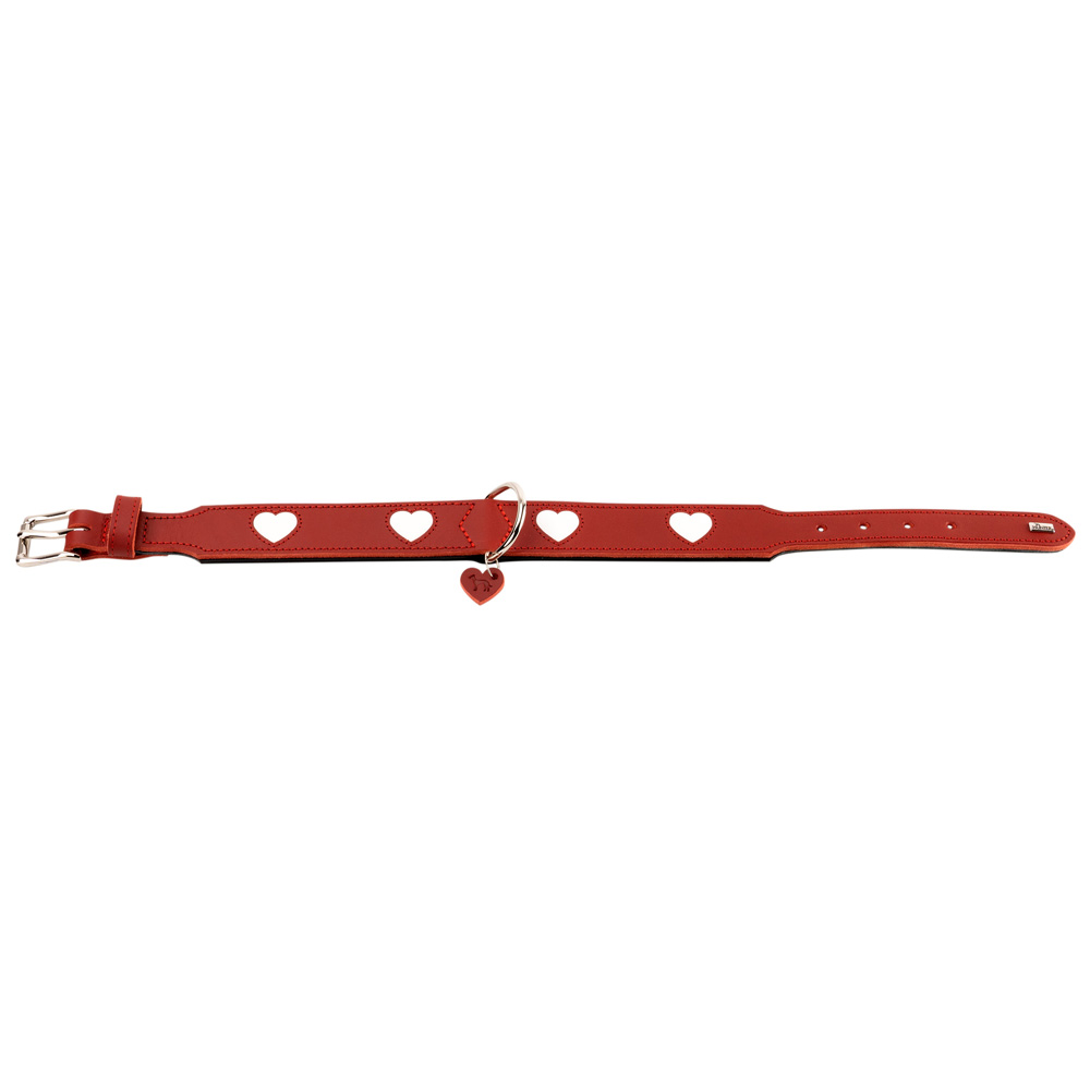 HUNTER Hundehalsband Love rot-weiß, Gr. 37, Breite: ca. 2,6 cm, Halsumfang: ca. 30 - 34 cm von Hunter