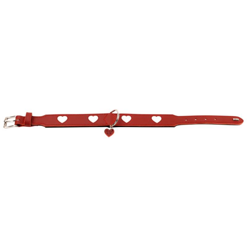 HUNTER Hundehalsband Love rot-weiß, Gr. 42, Breite: ca. 2,6 cm, Halsumfang: ca. 35 - 40 cm von Hunter