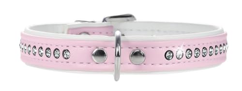 HUNTER MODERN ART LUXUS Hundehalsband, Kunstleder, Strasssteinchen, 37 (XS-S), rosa/weiß von HUNTER