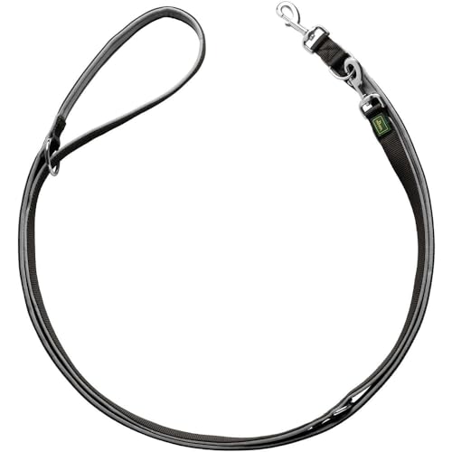 HUNTER Neopren Verstellbare Führleine für Hunde, Nylon, Neopren gepolstert, für Sport und Freizeit, 2,5/200 cm, schwarz/grau von HUNTER