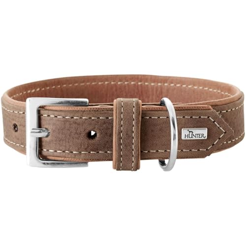 HUNTER PORTO Hundehalsband, Leder, nachhaltig, 65 (L), tabak/cognac von HUNTER