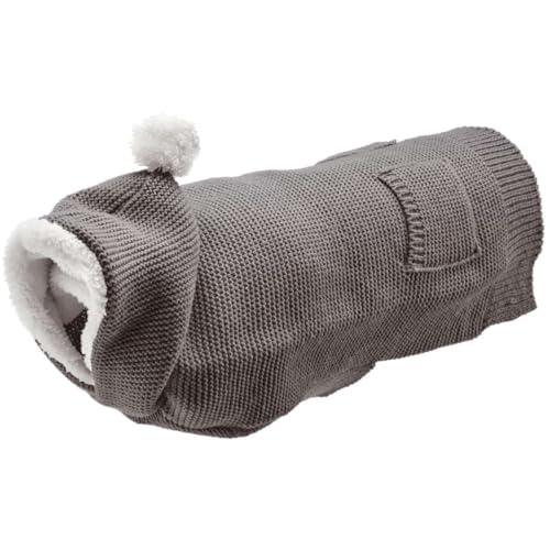 HUNTER Hundepullover RÖGLA, Farbe: grau, leichter Strickpullover mit Plüsch-Kapuze, weich & elastisch, liebevolle Details, natürlicher Bewegungsablauf, hoher Tragekomfort, waschbar bei 30°C, Größe: 35 von HUNTER