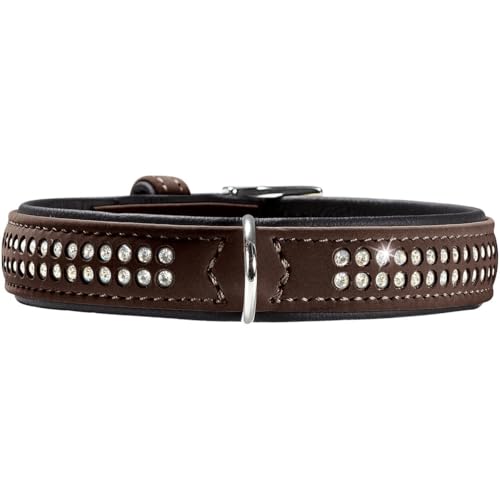 HUNTER SOFTIE DELUXE Hundehalsband, Kunstleder, glitzernde Strasssteine, 35 (XS), braun von HUNTER