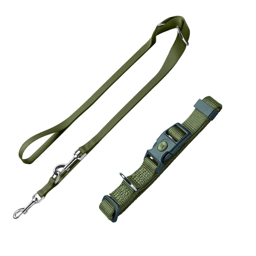 HUNTER Set: Halsband London + Führleine London, olivgrün - Vario Basic Größe M + Leine 200 cm / 10 mm HUNTER Set: Halsband London + Führleine London, olivgrün - Vario Basic Größe M + Leine 200 cm / 10 mm von Hunter