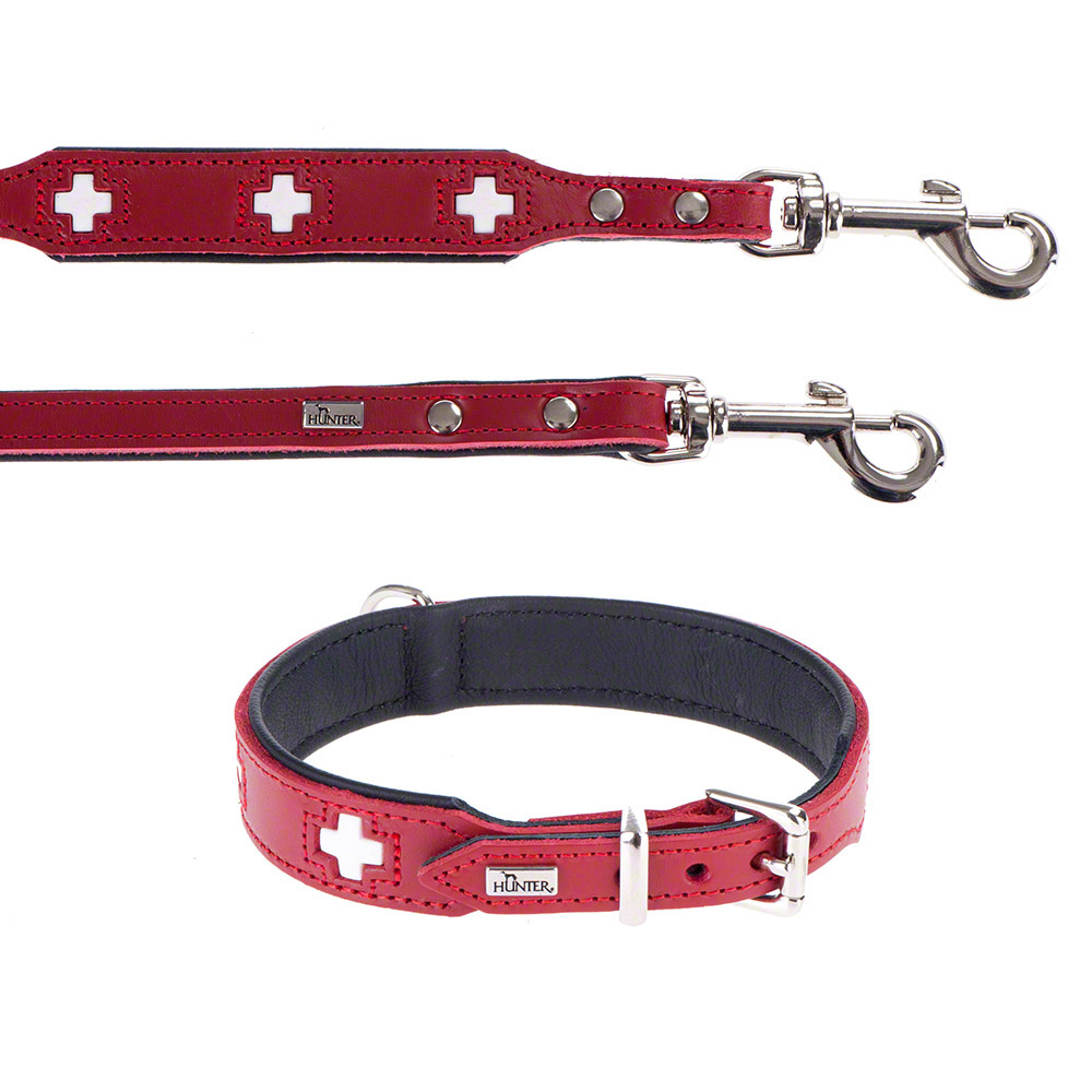 HUNTER Set: Halsband Swiss + Hundeleine Swiss - Halsband Größe 55 + Leine 200 cm, 18 mm von Hunter