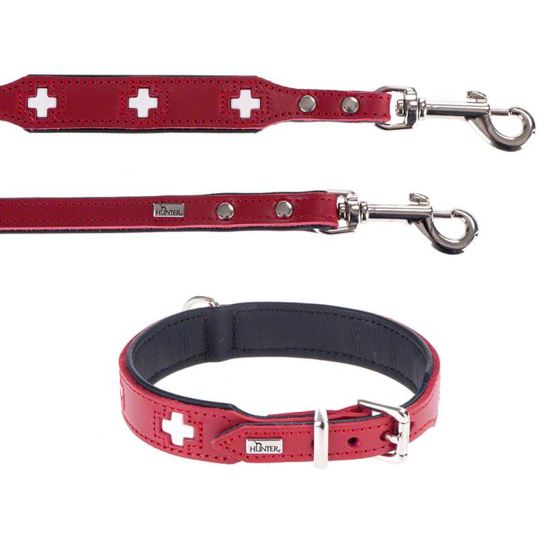 HUNTER Set: Halsband Swiss + Hundeleine Swiss - Halsband Größe 65 + Leine 200 cm, 18 mm von Hunter