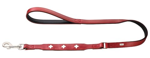 HUNTER 43153 Swiss Führleine für Hunde, mit Handschlaufe, schweizer Kreuz, Leder, hochwertig, 1,8/110 cm, rot von HUNTER