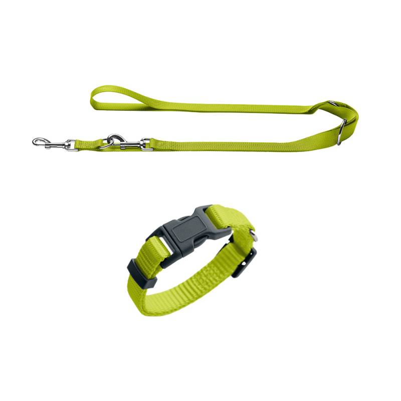 HUNTER Verstellbare Führleine London, limette - Halsband London M Lime & Führleine London Lime von Hunter