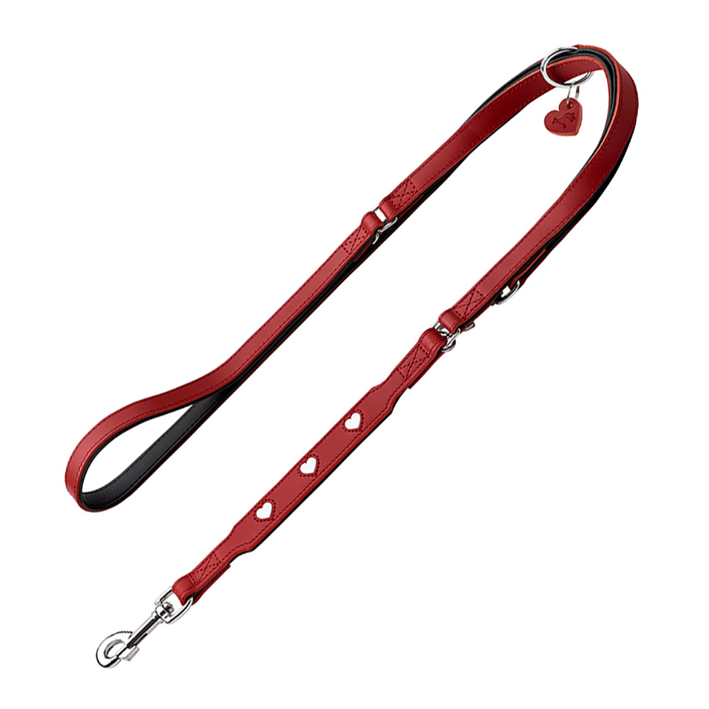 HUNTER Verstellbare Führleine Love, rot - 200 cm lang, 18 mm breit von Hunter