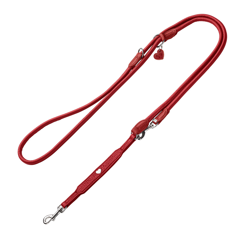 HUNTER Verstellbare Führleine Round & Soft Love, rot - 200 cm lang, Ø 6 mm von Hunter