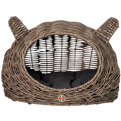 Huntley Pet Rattan Geflecht Katze und Hund geformt Spielhaus Haustierbett mit Kissen von Huntley Equestrian