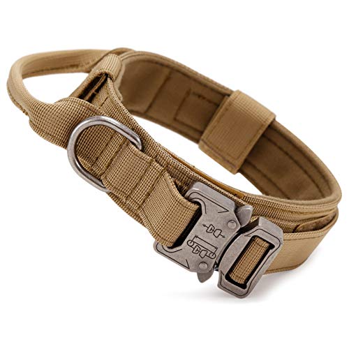 Huntvp taktisch Hundehalsband Verstellbar mit Kontrollgriff, aus Nylon, gepolstert, Metallschnalle, für Mittlere Große Hunde Jagd Training Freizeit Outdoor, Braun M Huntvp taktisch Hundehalsband Verstellbar mit Kontrollgriff, aus Nylon, gepolstert, Metallschnalle, für Mittlere Große Hunde Jagd Training Freizeit Outdoor, Braun M von HUNTVP