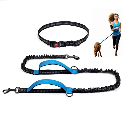 Hurluksi Handfreie Hundeleine, Bungee-Hundeleine, robuste Hundeleine für mittelgroße und große Hunde, verstellbare Laufleine mit doppelt gepolstertem Griff, Blau Hurluksi Handfreie Hundeleine, Bungee-Hundeleine, robuste Hundeleine für mittelgroße und große Hunde, verstellbare Laufleine mit doppelt gepolstertem Griff, Blau von HurLuksi