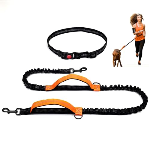 Hurluksi Handfreie Hundeleine, Bungee-Hundeleine, robuste Hundeleine für mittelgroße und große Hunde, verstellbare Laufleine mit doppelt gepolstertem Griff, Orange Hurluksi Handfreie Hundeleine, Bungee-Hundeleine, robuste Hundeleine für mittelgroße und große Hunde, verstellbare Laufleine mit doppelt gepolstertem Griff, Orange von HurLuksi