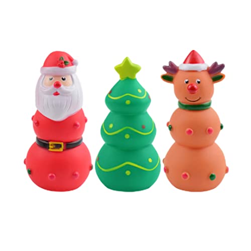 3pcs Weihnachtshundespielzeug Santa Squeaky Toys Interactive Haustier für Hundekauengeschenke, Kauen von Latex von Huraoerrrr