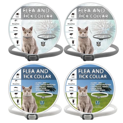4PCS -Katzenfloherkragen, 18, 9 Zoll einstellbares Silikon, wasserdicht und sicher für alle Rassen und Größen von Huraoerrrr