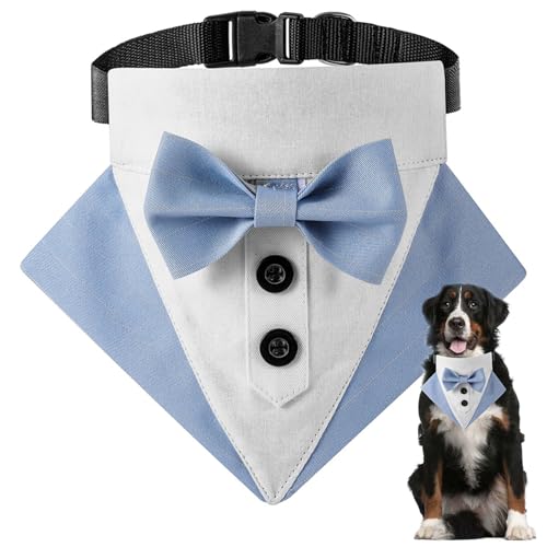 Dog Costume Dog Wedding Bandana, Collar with Bow Tie, Neckerchief for Dogs M, Pet Wedding Bandana Collar with Bow Tie, Formal Costumes von Huraoerrrr