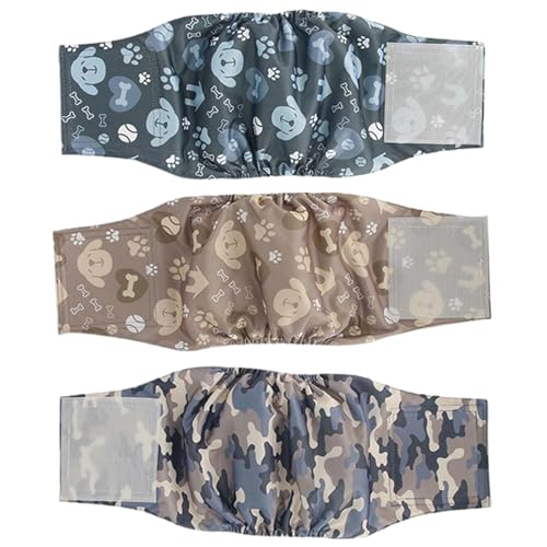 Huraoerrrr Dog Nappies Male Dog Nappies, 3PCS Belly Bands, Male Wraps, Puppy Diapers Pants, Diapers Wrap, Washable Pants von Huraoerrrr