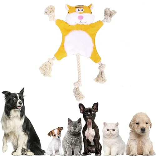 Dog Pull Toy Squeaky Dog Toys, Funny Plush Chew Toys, Plush Tiger for Small Dogs, Dogs Rope, Puppy Teething, for Large (Tiger) von Huraoerrrr