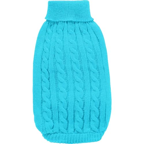 Dog Turtleneck Sweater Pet Dog Turtleneck Sweater, Sky Blue Pet Winter Warm Knitted Pullover, Crochet Coat Suitable for Small Dogs and Cats (M) von Huraoerrrr