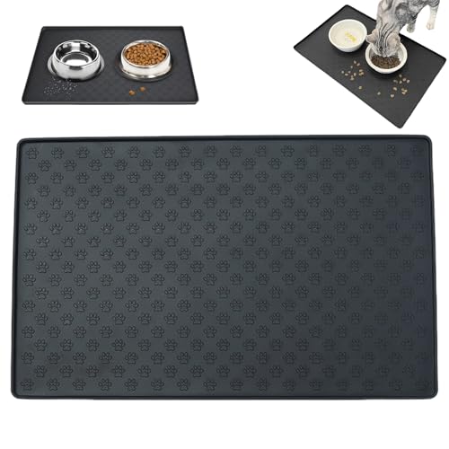 Haustier-Placemat 19 x 12 Große wasserdichte Katzenhundmatte für Nahrung und Wasser Nicht rutschfeste Silikon-Haustier-Fütterungsmatte Spritzer Haustiermatte für kleine, mittel- und große von Huraoerrrr