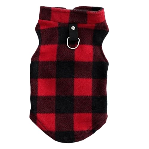 Hund Weihnachts -Outfit schwarz rote Plaid Fleece Weste Winterkostüm für Katzen Hunde Haustiere XL von Huraoerrrr