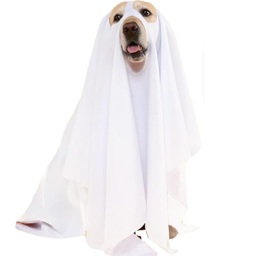 Hundegeister Kostüm entzückende lustige weiße Hund Cape Polyester Hund Halloween Kostüm 27, 6in Hunde für Party, Trick oder Lecker von Huraoerrrr