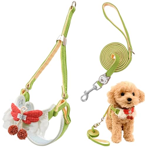 Hundekabelbaum und Leinen -Set, weiche, atmungsaktives Spitzendesign niedliche Weste für kleine Hundekatzen, passt 3 bis 10 Pfund von Huraoerrrr