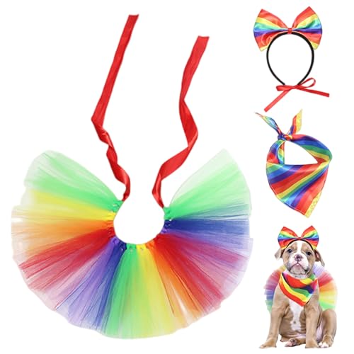 Huraoerrrr Hundekostüm, Pride -Bekleidung mit Regenbogenstirnbandschalbandrock für Gay Pride Month Party von Huraoerrrr