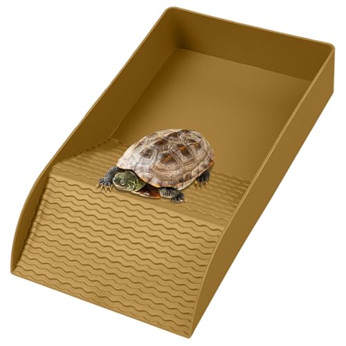 Huraoerrrr 12x6x2in Reptilienwasserschale, Nicht rutschfeste Rampe Flacher Reptilienpool Rechteckige Schildkrötenwanne glatt und robuste Plastikschildkröte für Gecko Snake von Huraoerrrr