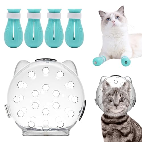 Huraoerrrr 5 Zoll Katzenblasen-Mündung mit 4 Stiefeln, atmungsaktiven transparenten Anti-Lick- und Anti-Bite-Kopfdeck Huraoerrrr 5 Zoll Katzenblasen-Mündung mit 4 Stiefeln, atmungsaktiven transparenten Anti-Lick- und Anti-Bite-Kopfdeck von Huraoerrrr