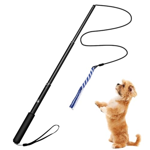 Huraoerrrr Interactive Dog Toys Flirt Pole for Dogs, Telescopic Dog Chase Toy with Replacement Fleece Rope, Stick Toy with Non Slip Handle, Stress Relief Interactive Toys for Teeth Cleaning, Training von Huraoerrrr