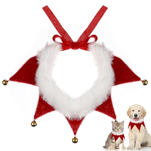 Katzenkragen mit Bell Christmas Hundekragen einstellbares rotes Kostüm für kleine Hunde Katze Welpen Kätzchen M. von Huraoerrrr