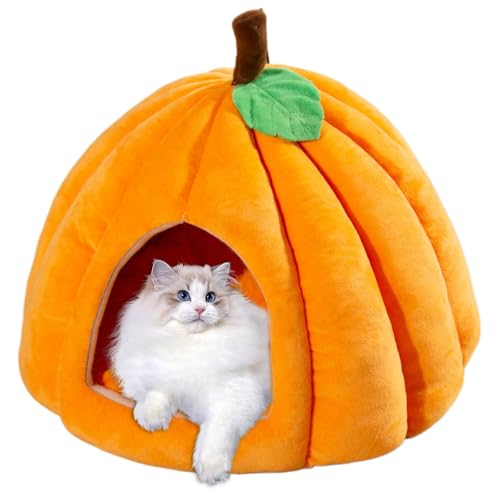 Kürbiskatze Höhlenbett Groß, geschlossenes thermisches Katzenhaus, weiches Nicht rutsches Haustierbett für Halloween Kürbiskatze Höhlenbett Groß, geschlossenes thermisches Katzenhaus, weiches Nicht rutsches Haustierbett für Halloween von Huraoerrrr