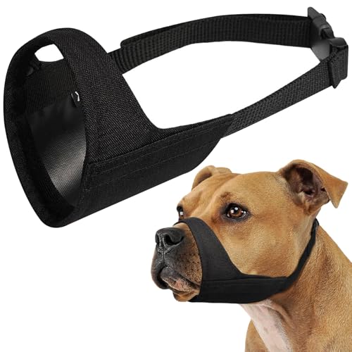Verstellbare Hundelemens für mittlere/große Hunde, weicher Nylon-Anti-Bite-Mundschutz, atmungsaktiv für Bellen und Kauenkontrolle von Huraoerrrr