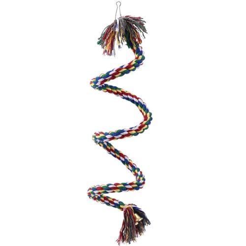 Vogelseil, Vogelperch für Käfig, 59 -Zoll -Flexible Spiralseil mit hängenden Haken, einfache Installation Bungee entwickelt die Koordination von Vögeln und die Ausgleichsfähigkeiten von Huraoerrrr