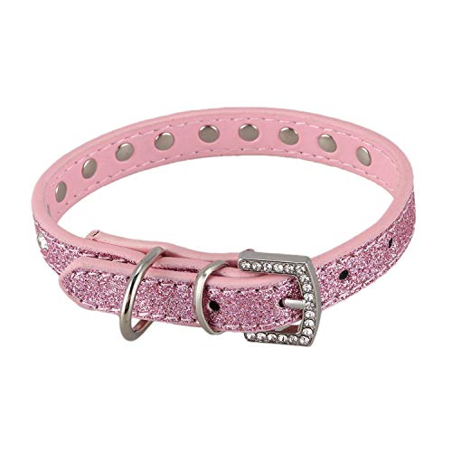 Hurromy Diamant-Halsband für Haustiere, mit Strass, einreihig, aus PU-Leder, Rosa, XS Hurromy Diamant-Halsband für Haustiere, mit Strass, einreihig, aus PU-Leder, Rosa, XS von Hurromy