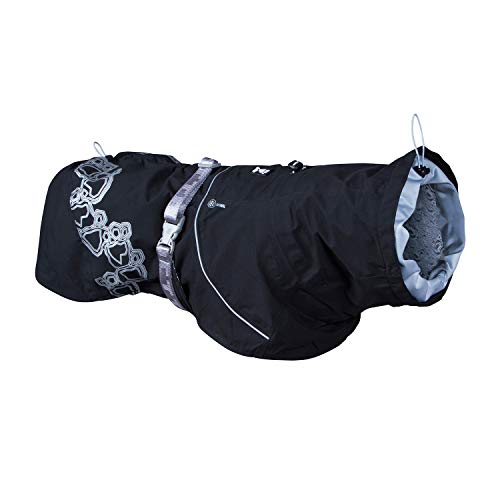Hurtta Drizzle Regenjacke für Hunde, Wasserdicht Hundemantel mit Reflektoren, Schwarz 70 cm von Hurtta