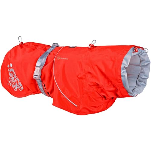 Hurtta Monsoon ECO Hunderegenmantel, wasserdicht Regenjacke für Hunde mit Reflektoren, 100% recyceltem Material, Rot 50cm von Hurtta