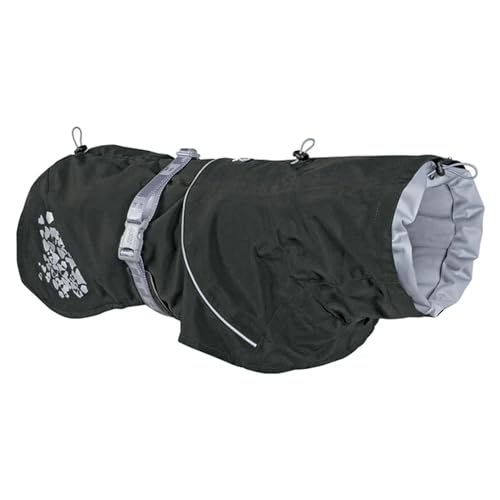 Hurtta Monsoon Hunderegenmantel, Wasserdicht Regenjacke für Hunde mit Reflektoren, Blackberry Schwarz 65 cm von Hurtta