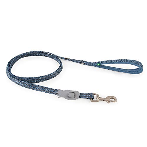 Hurtta Razzle-Dazzle Grip Leash Hundleine mit gepolsterte Griff aus 100% recyceltem Polyester mit Gummistreifen, Blau 180cm*15mm von Hurtta