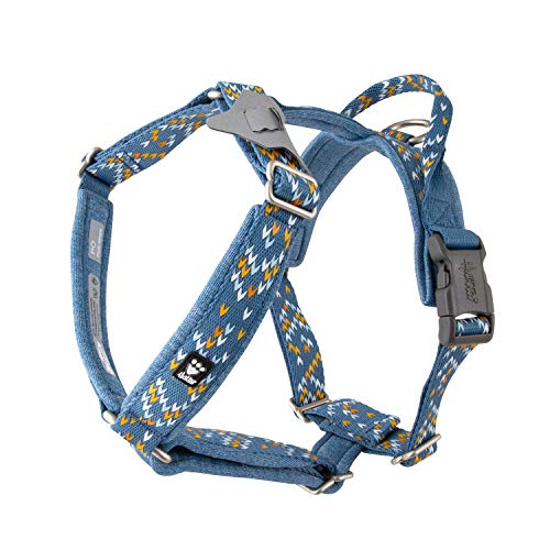 Hurtta Razzle-Dazzle Y-Geschirr für Hunde, Gepolstert, 100% recyceltes Polyester, Blau 35-45cm von Hurtta